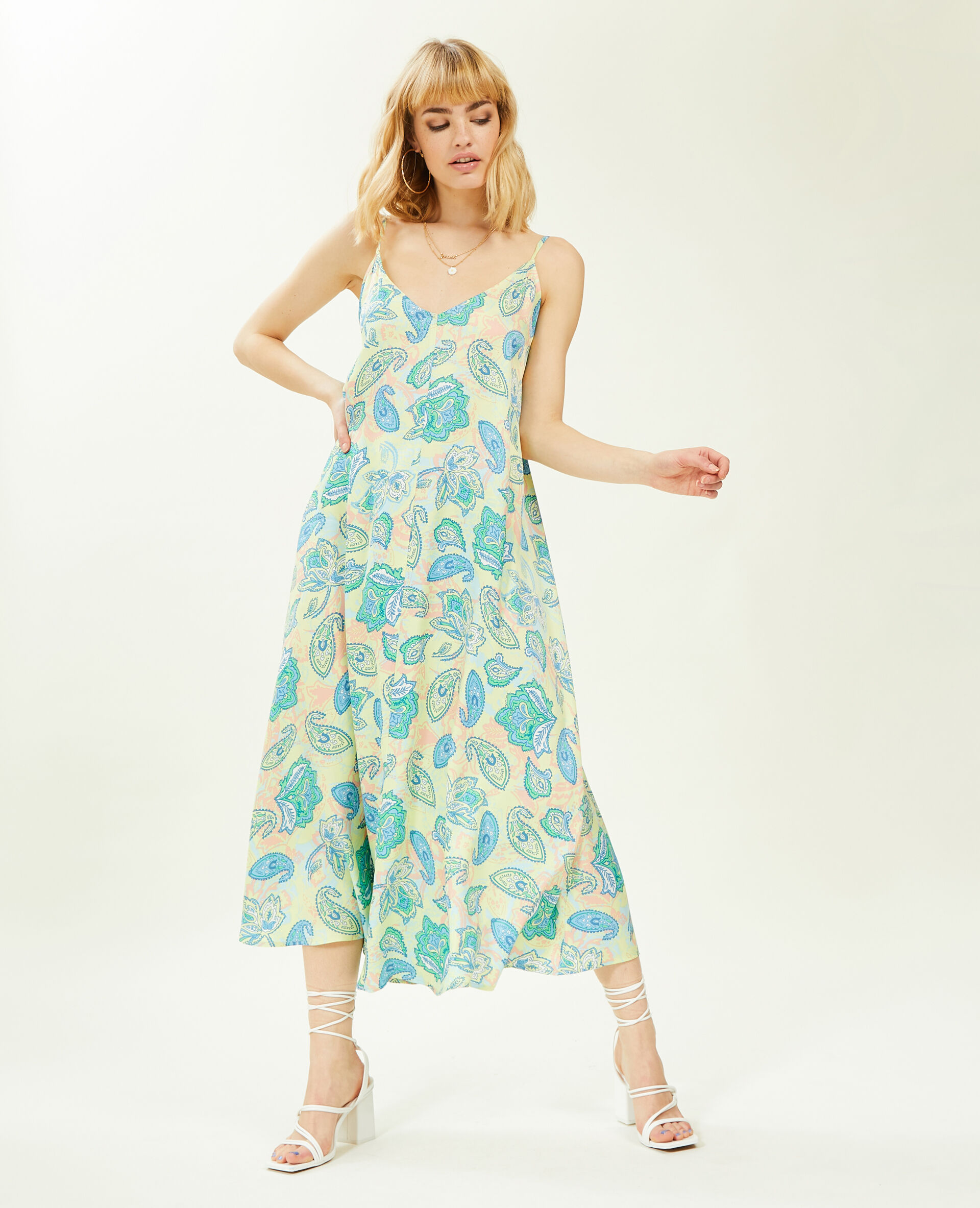 Robe dos-nu avec liens à nouer - Bleu