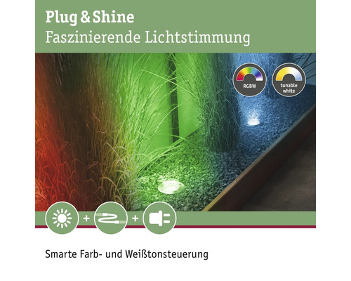 Paulmann Plug & Shine inbouwvloerlamp, enkele spot, RGBW, IP65, 3,6W, 200 lm, 3000-6500 K, zilver, 230/24V, Zigbee