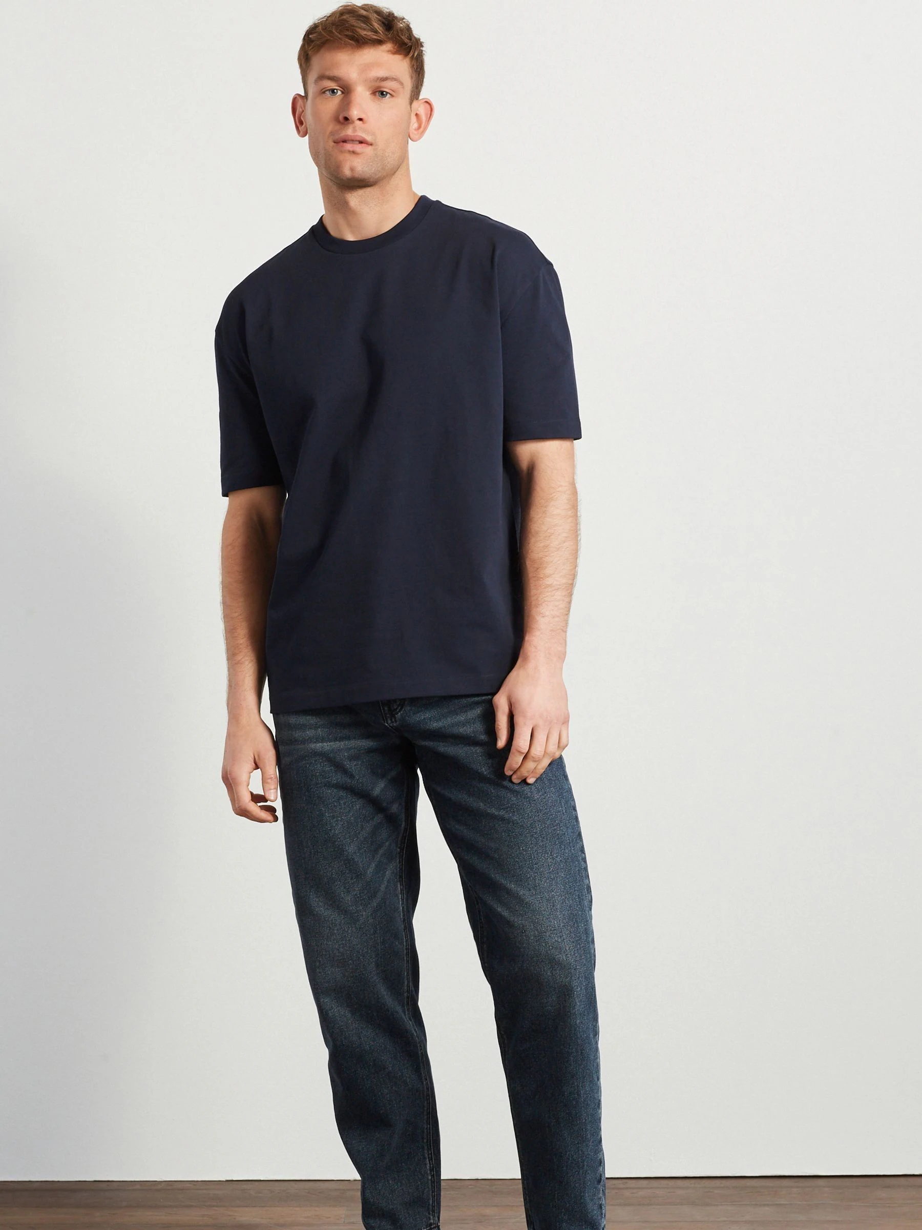 Donkerblauw - Relaxed fit - Zwaar T-shirt