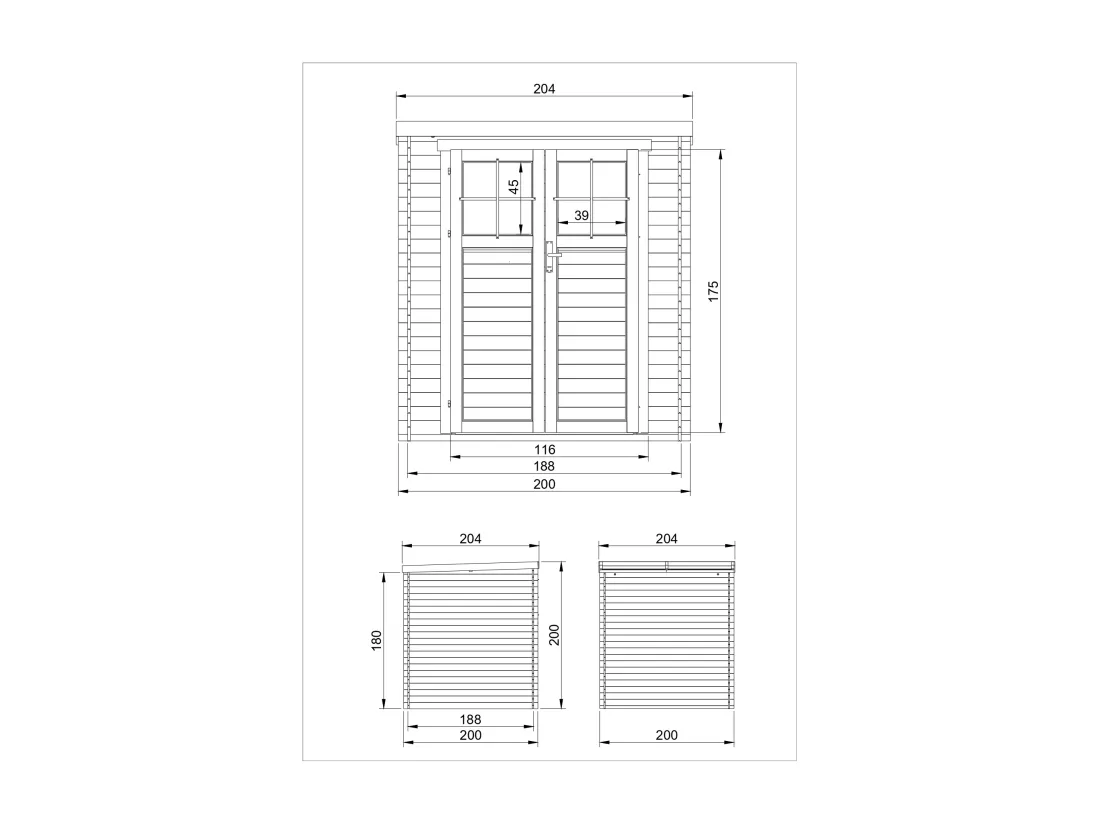 TIMBELA M309F+M309G Abri de jardin en bois AVEC SOL TRAITÉ - Porte verrouillable de haute qualité - 3.53 m2