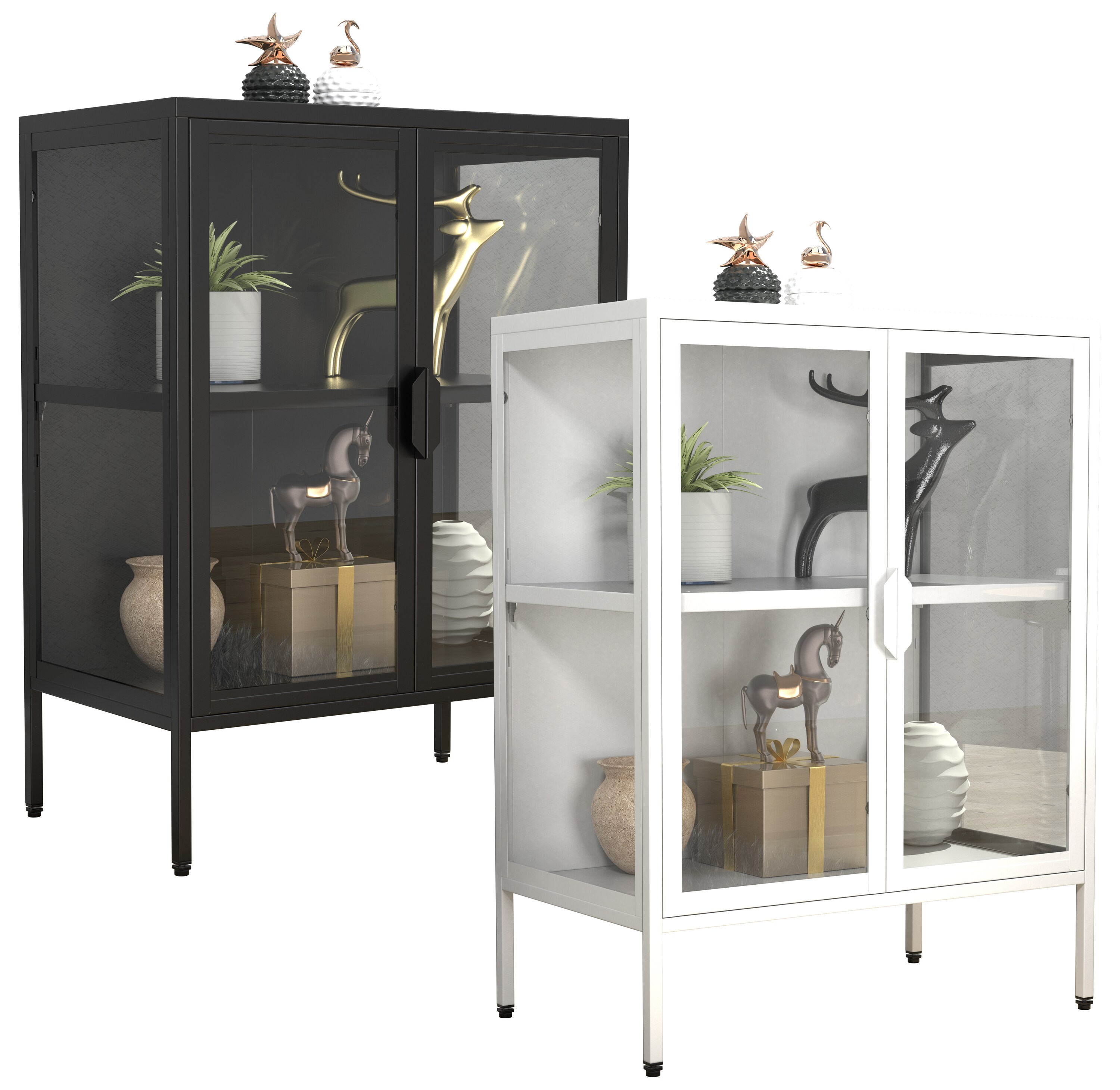 VCM Stahl Glas Vitrine Sammelvitrine Glasvitrine Schaukasten Standvitrine 80x60x35 Floka S
