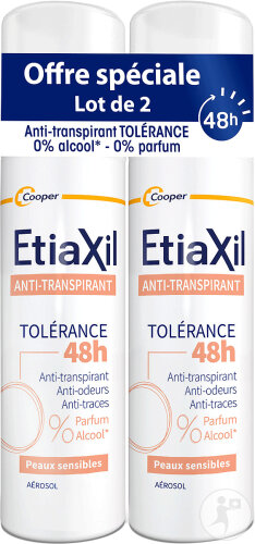 Etiaxil Anti-transpirant Transpiration Modérée Aisselles Tolérance 48h Aérosol 2x150ml