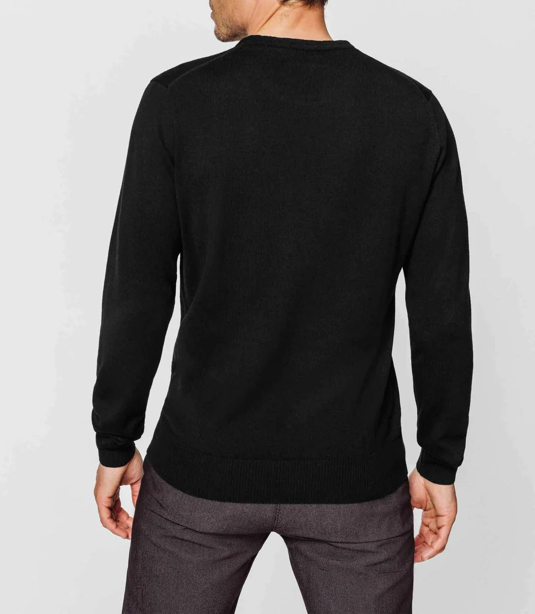 Pull col rond mérinos noir