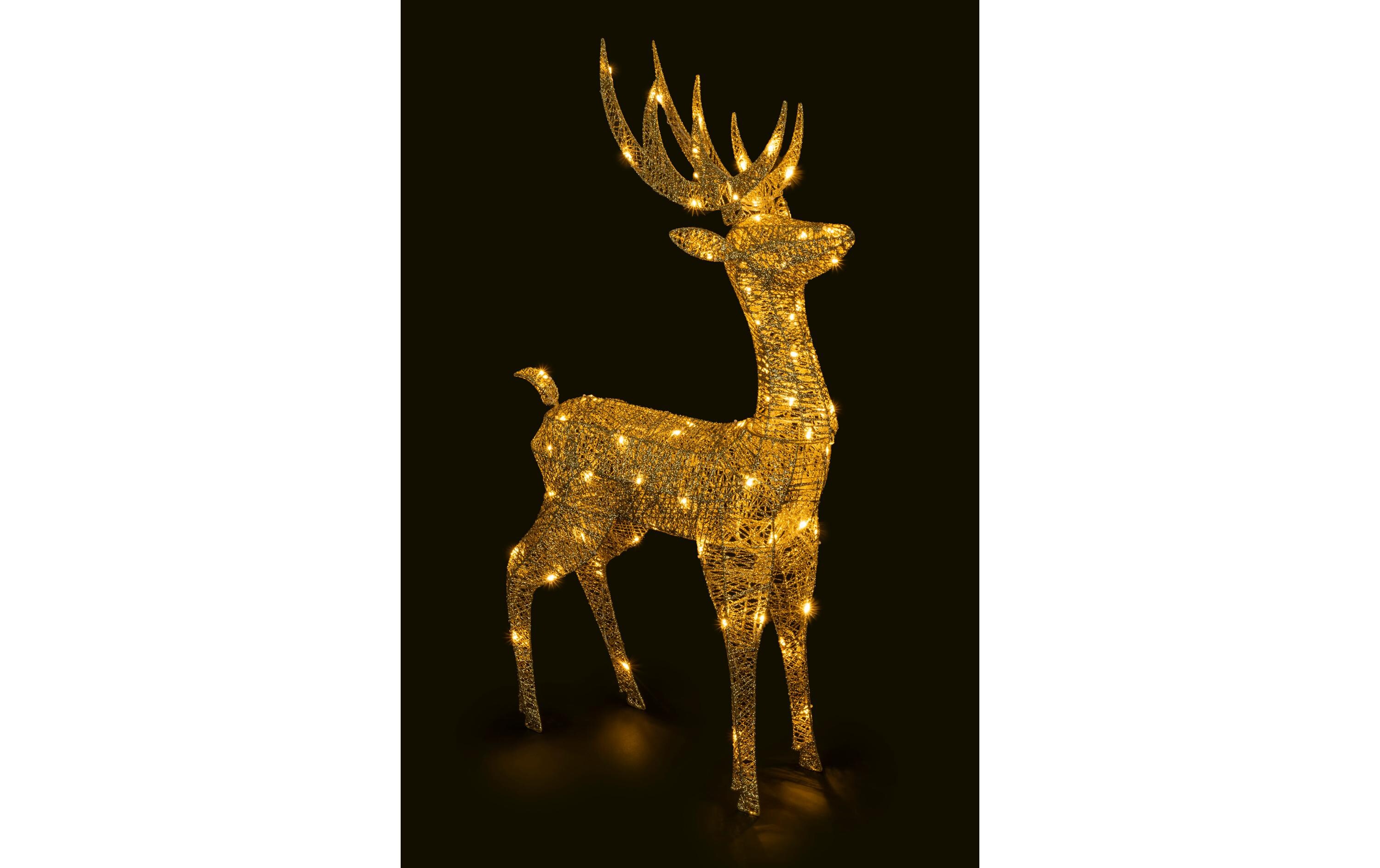 LED-Figur Rentier Floki, 64 cm, Gold<br>LED Weihnachtsdekoration