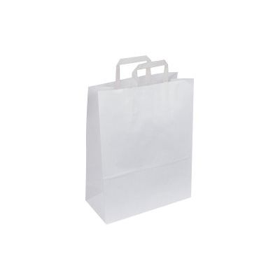 50 Sacs cadeau kraft - poignées plates - 32 cm x 17 cm x 39 cm - blanc