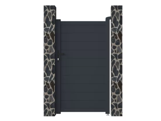 Portillon battant aluminium plein L103 x H181 cm anthracite - NAZARIO