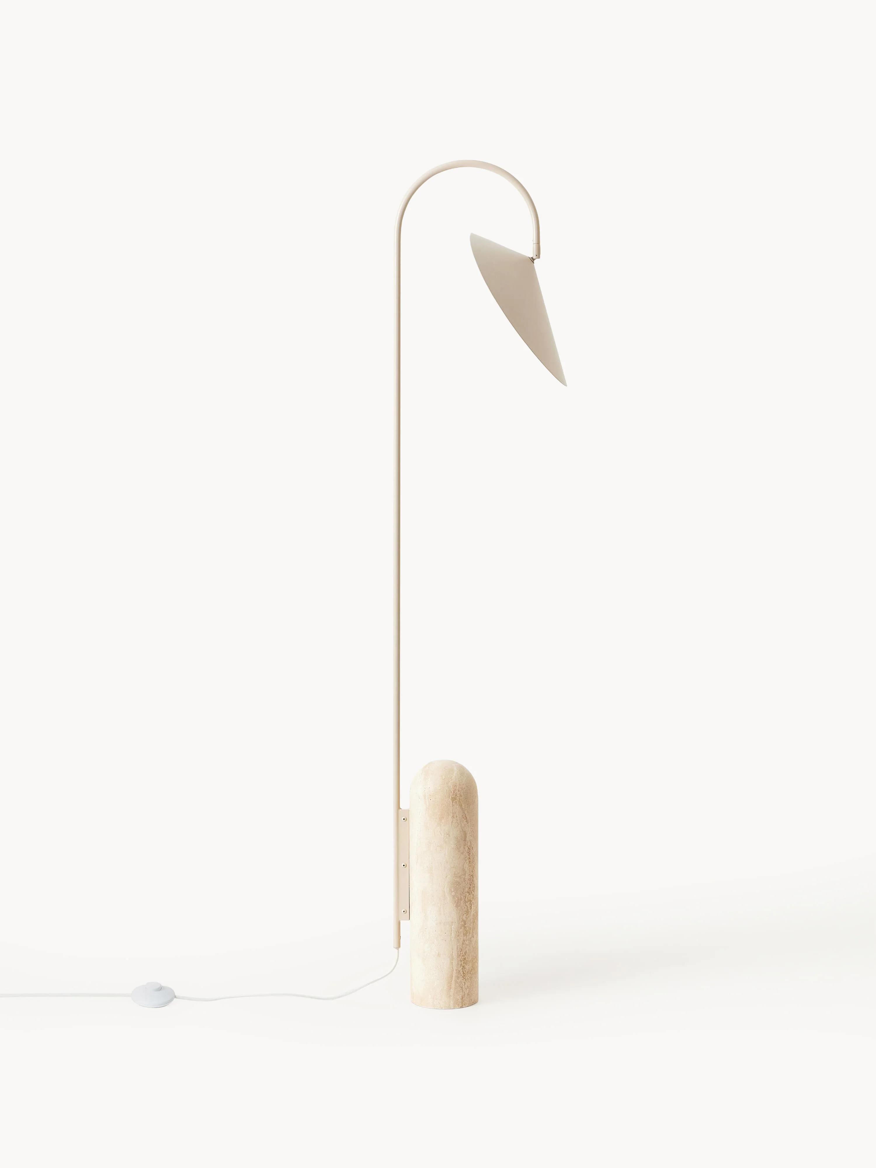Vloerlamp Arum met travertin voet, verstelbaar