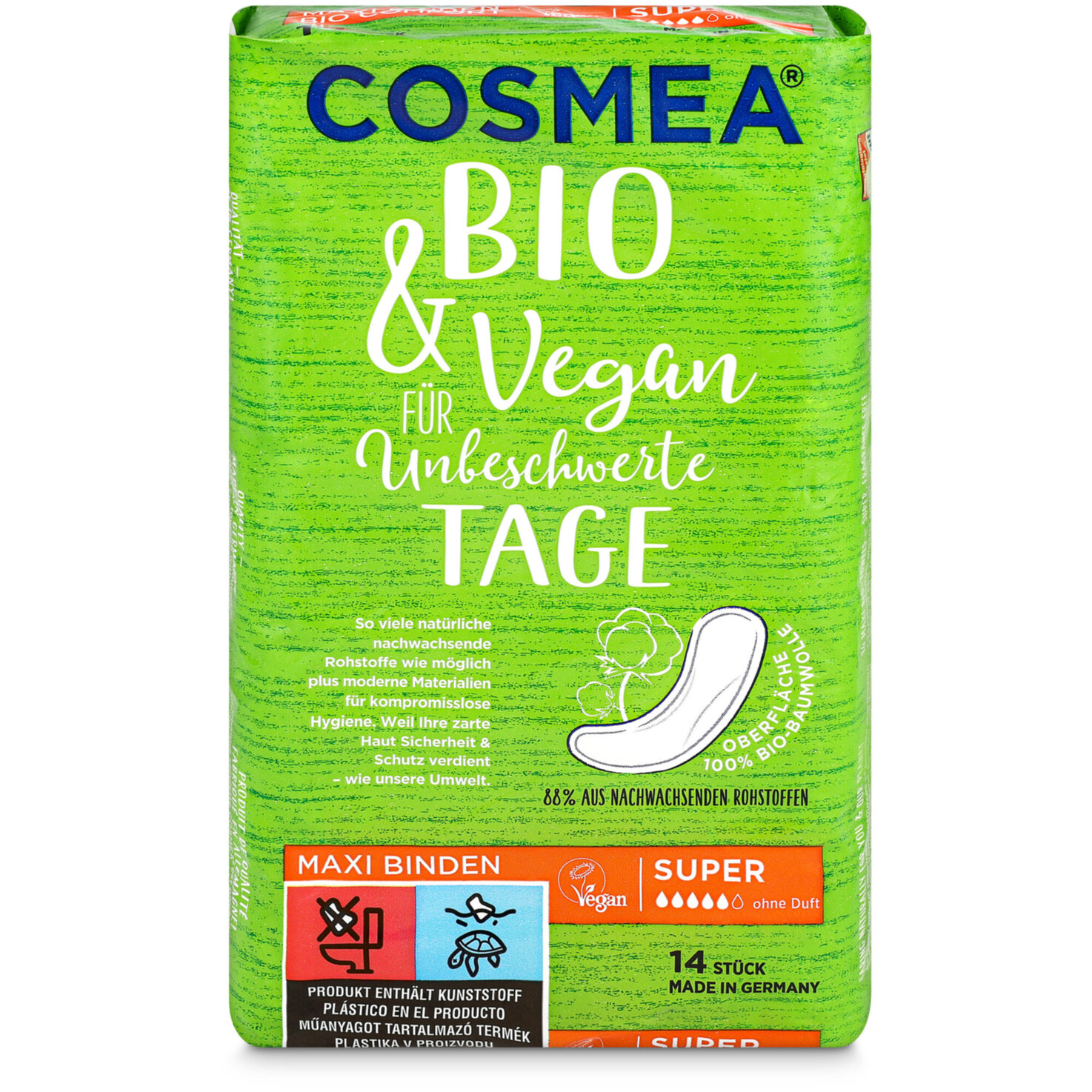 COSMEA Bio Binden Maxi Super 14 Stück
