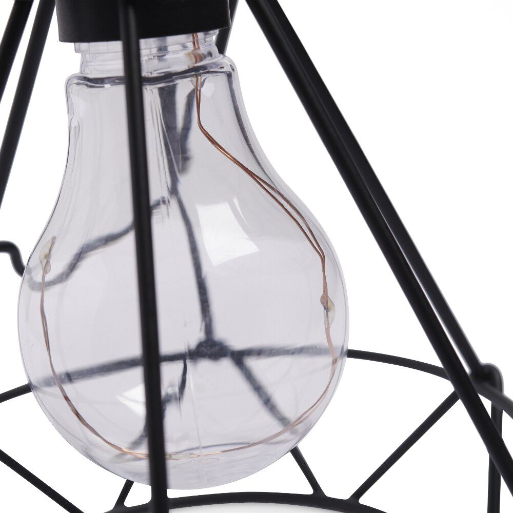 Lanterne solaire ajourée forme géométrique métal noir