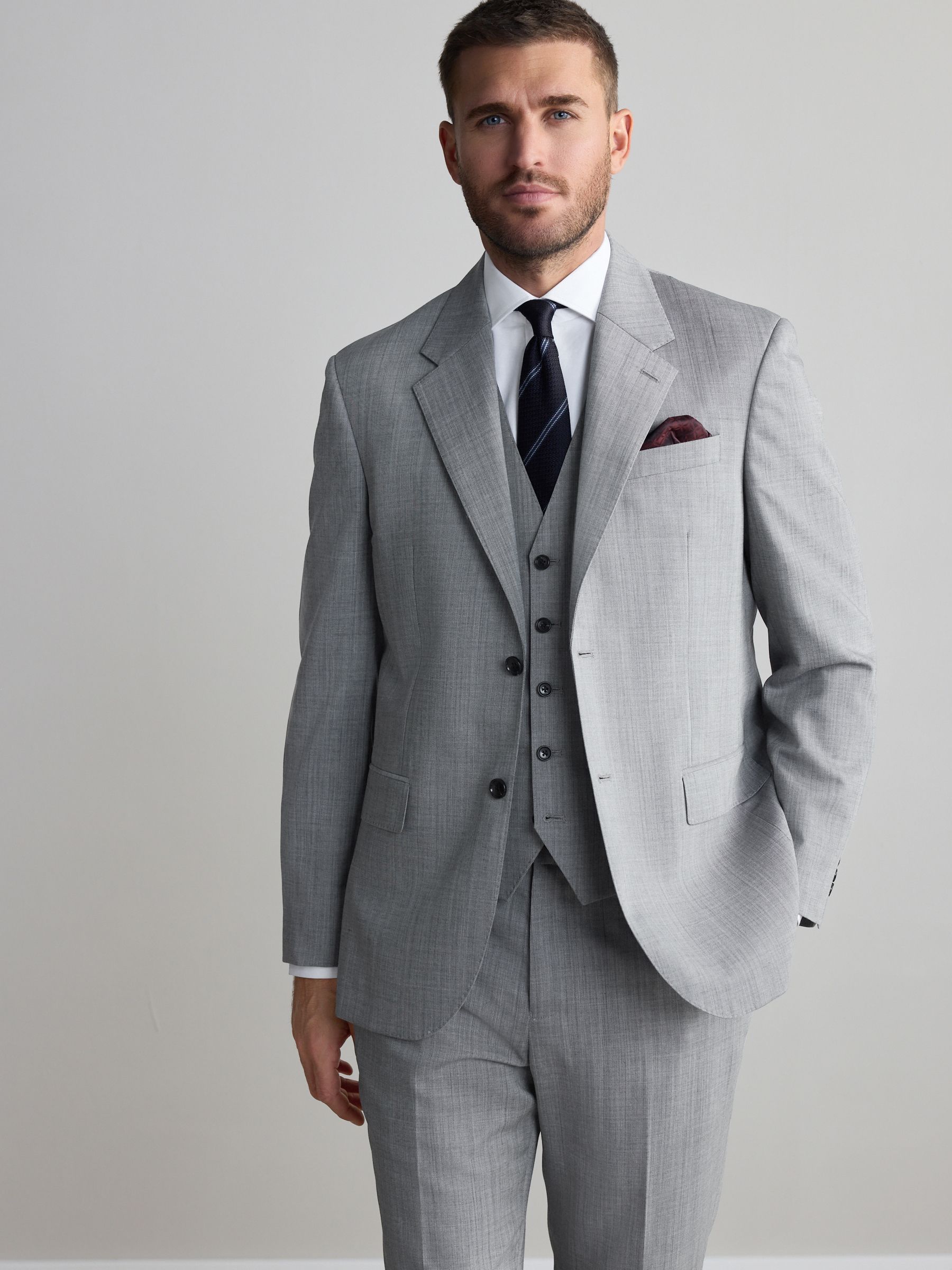 Grijs - Regular Fit Signature Nova Fides 100% Italian Wool Suit Jacket