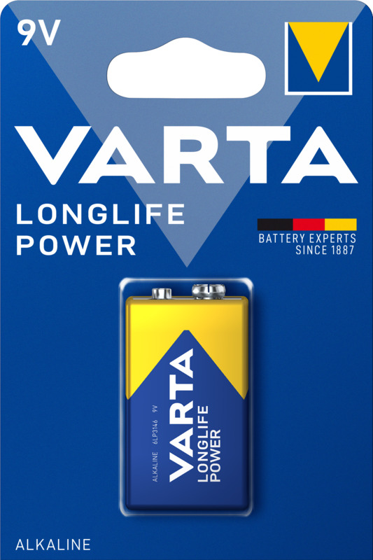 Varta Batterie Longlife Power, 9V/LR61, 580 mAh, 1 Stück