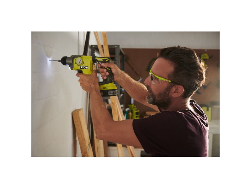 RYOBI Akku-Bohrhammer R18SDS-0, Solo, 18 V, 1.3 Joule Handlicher Kombihammer zum Bohren und Schrauben