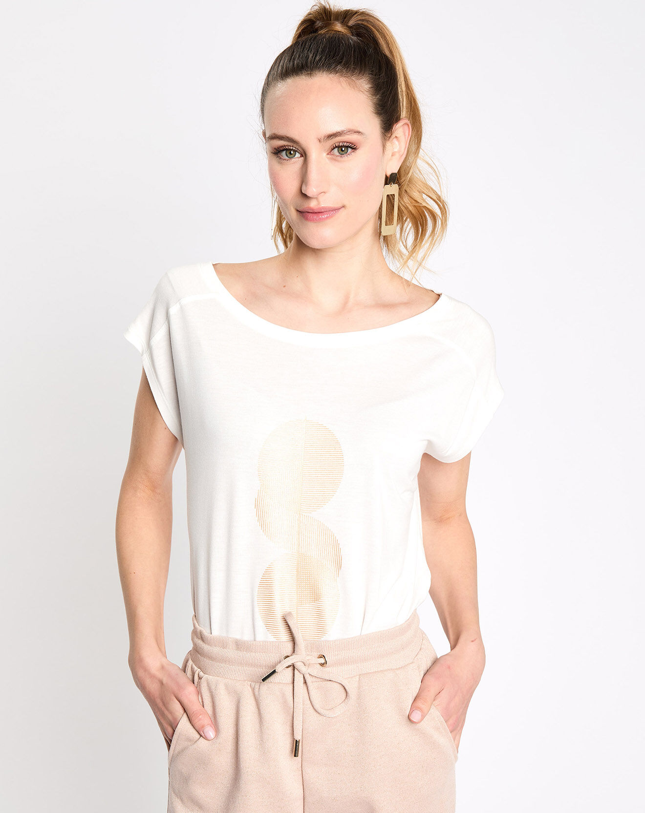 Esprit T-Shirt cr sm print abstrait blanc