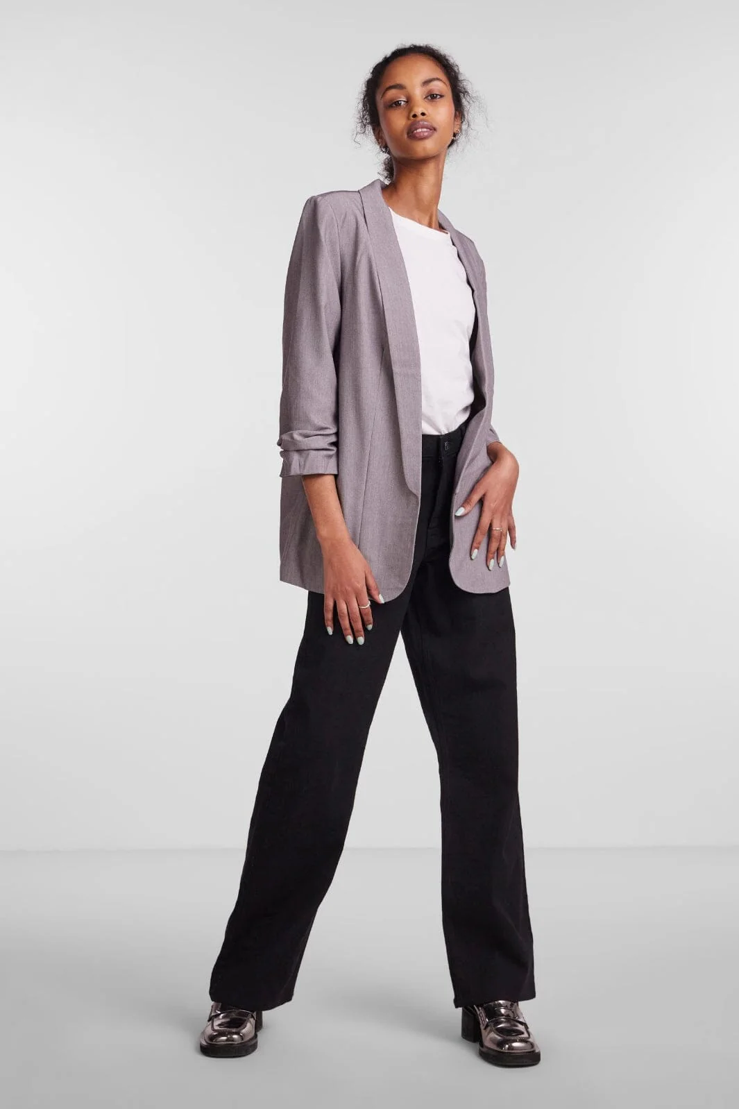 Pieces Pcbosella 3/4 Blazer 3423753 light grey melange