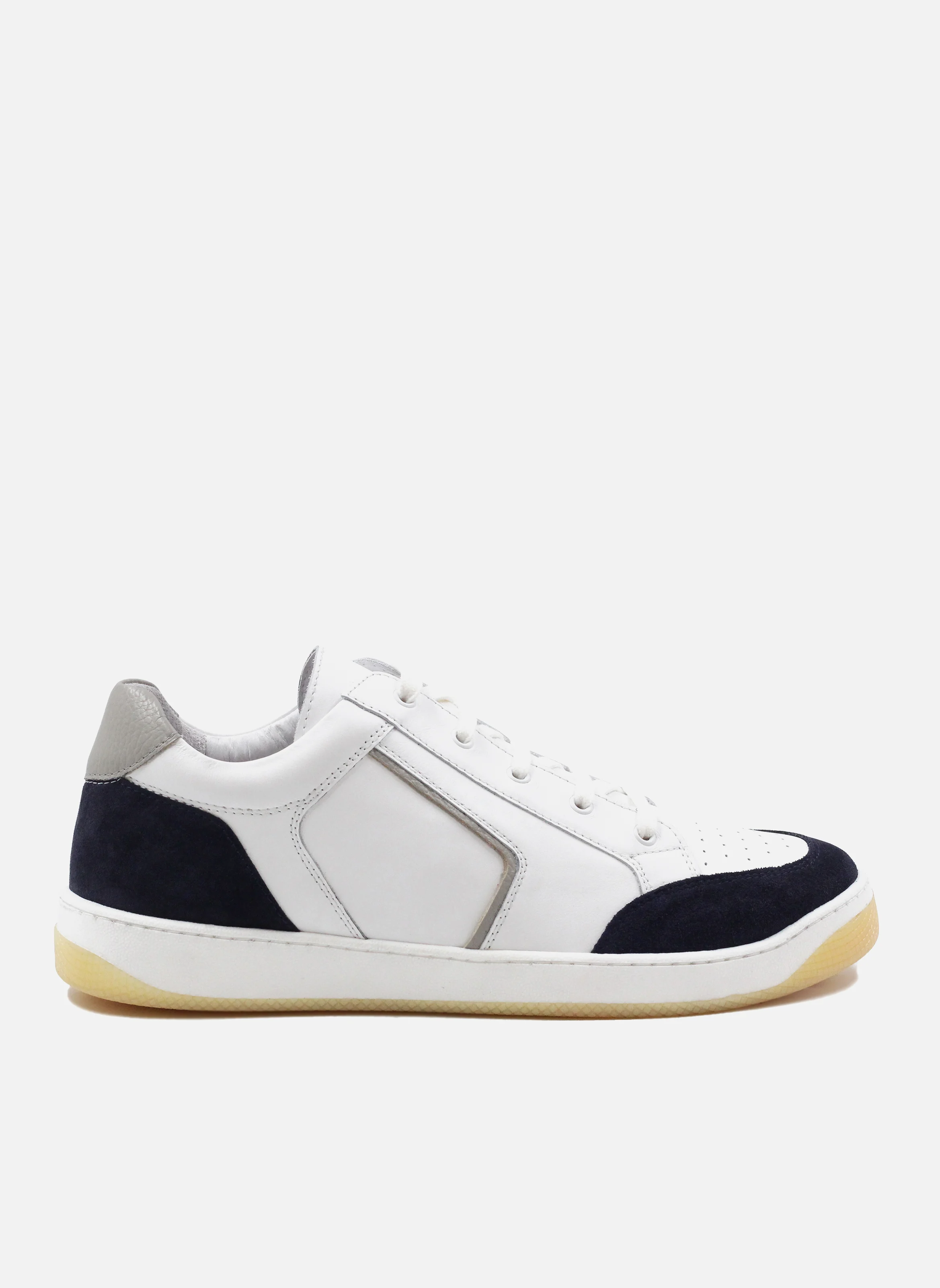 Baskets rétro homme cuir lisse | Blanc