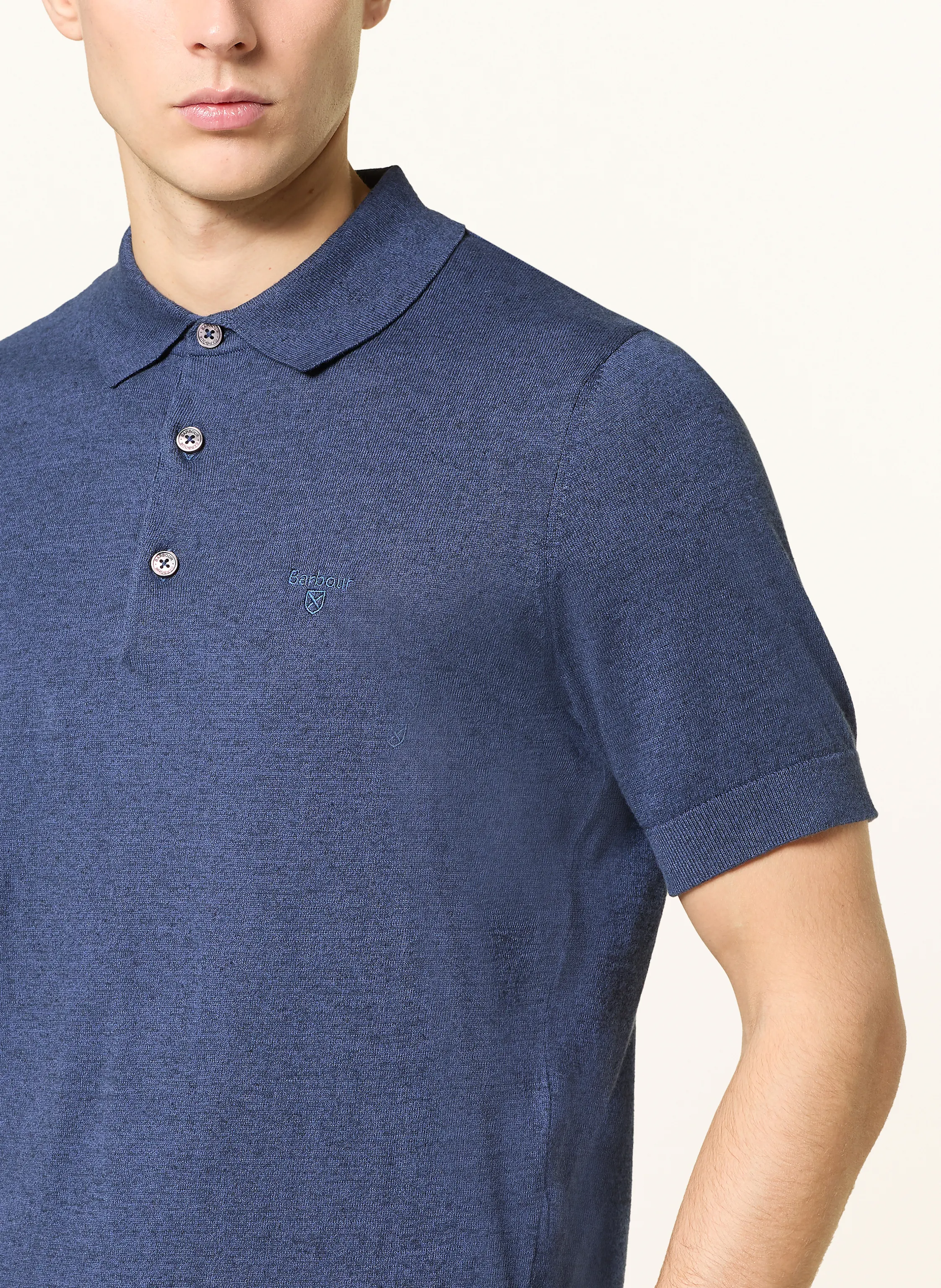 Barbour Strick-Poloshirt mit Leinen