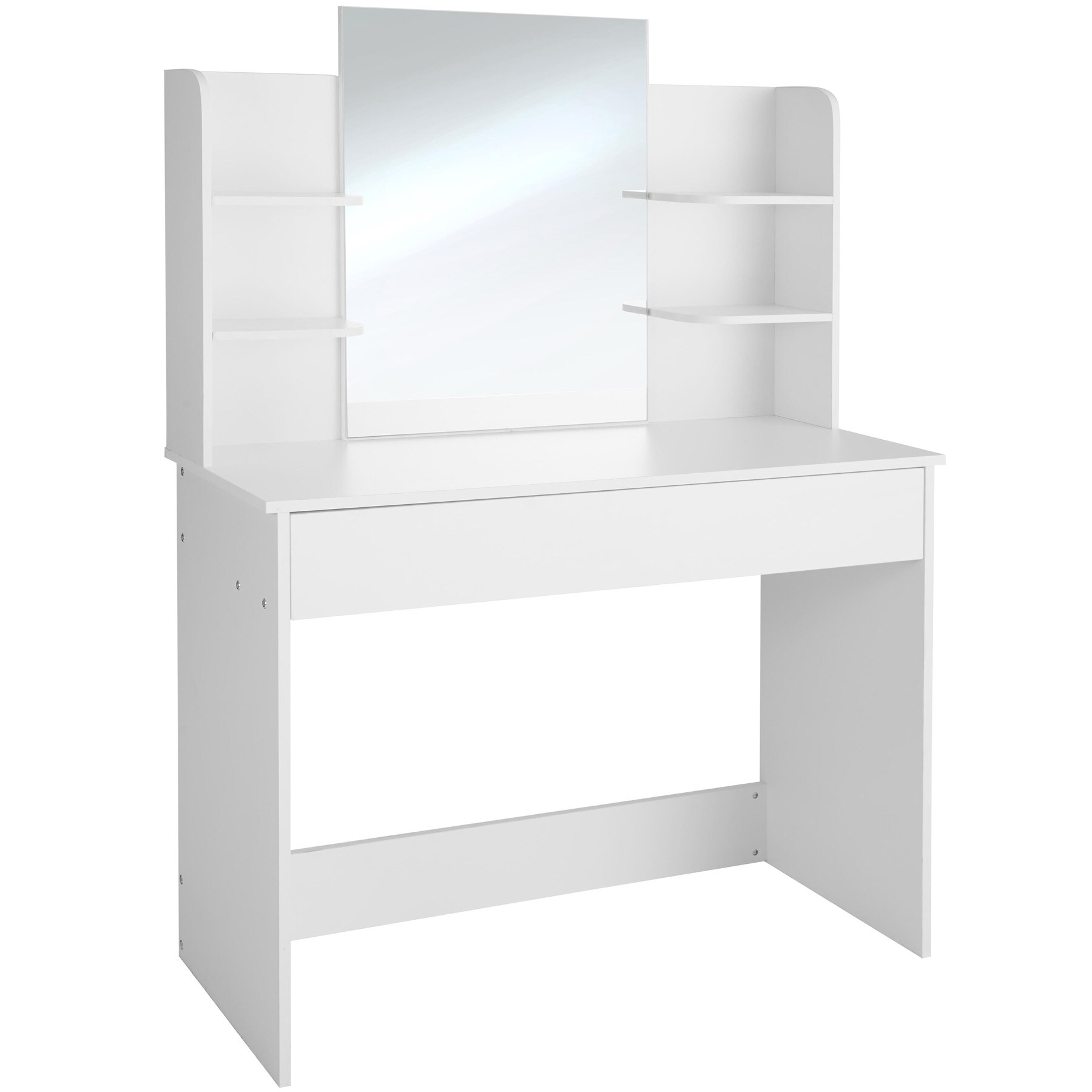 tectake® Schminktisch, im modernen Look, breite, unterteilte Schublade, 4 seitliche Fächer, 100 x 40 x 139,5 cm