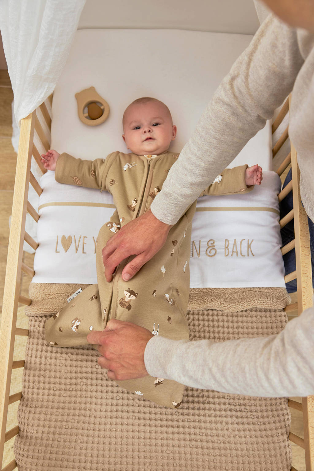baby slaapzak met afritsbare mouwen Forest Animals sand