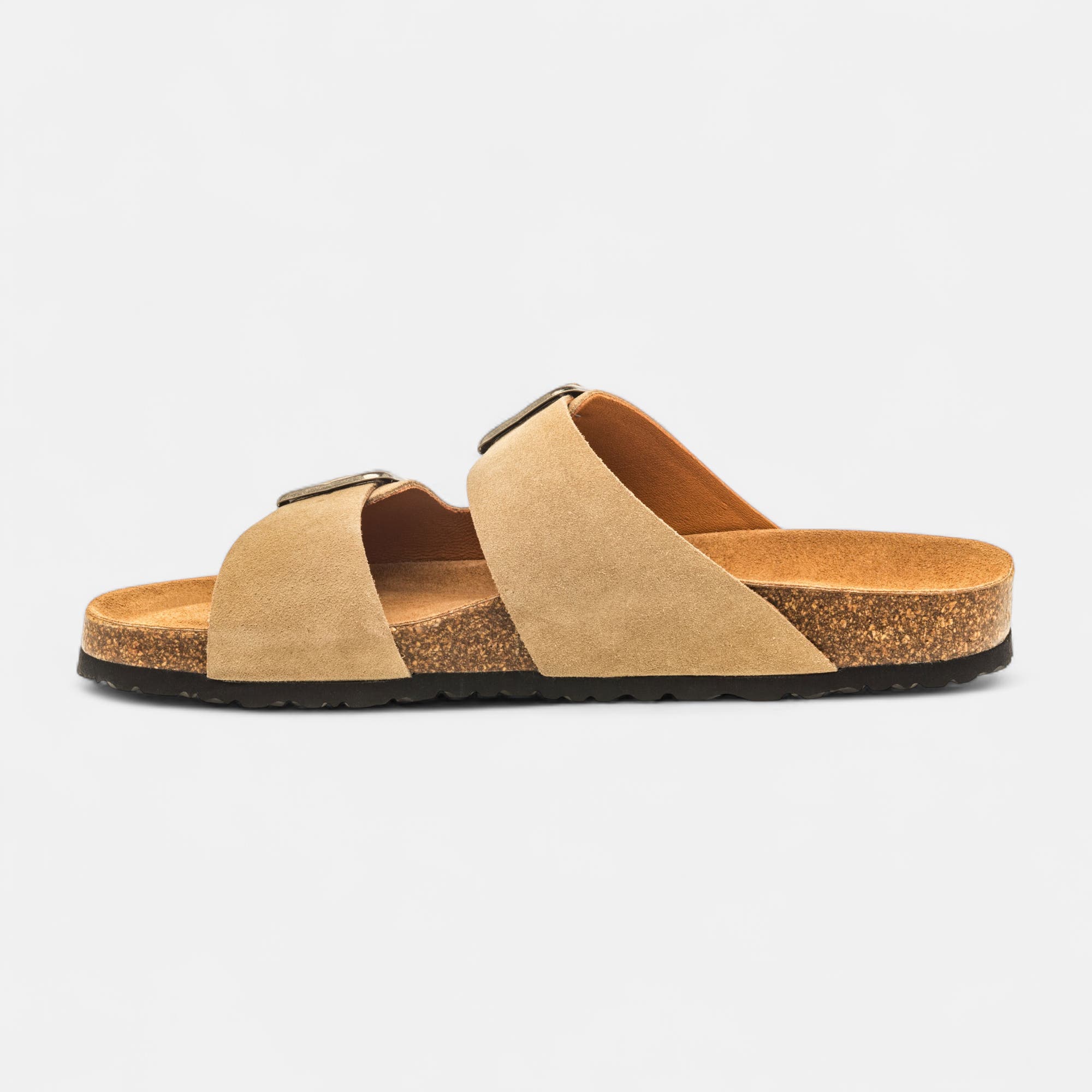 Mules semelle liège Homme en cuir beige