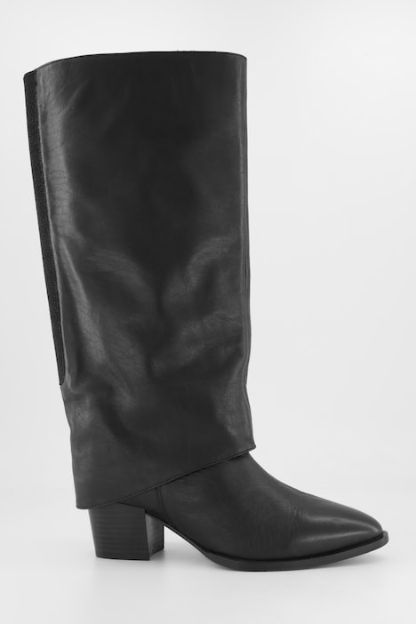 Lederstiefel, XL-Schaft, Gamaschen, Zipper, Weite H