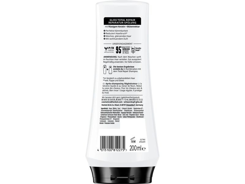 Schwarzkopf GLISS Haarspülung Total Repair 200 ml Conditioner sorgt für eine Reparatur von innen
