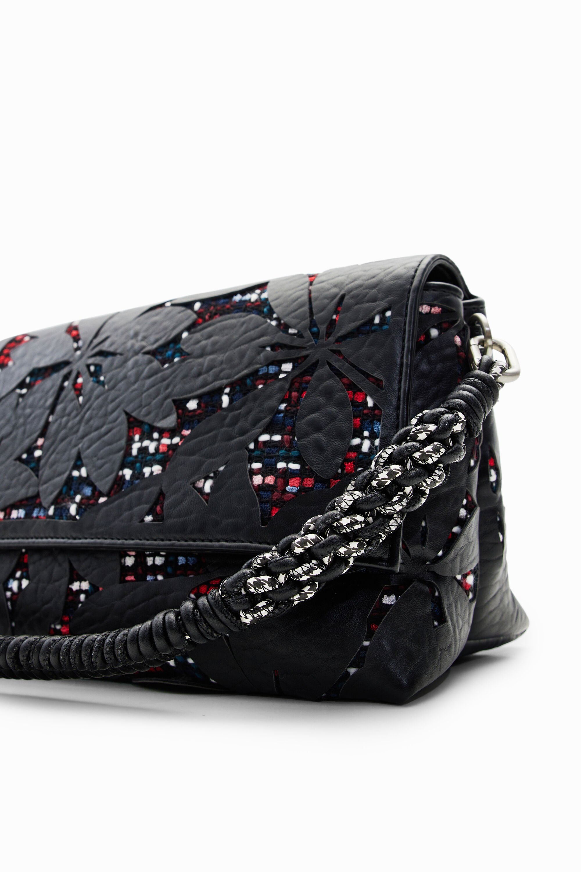Sac à bandoulière moyen fleurs estampées