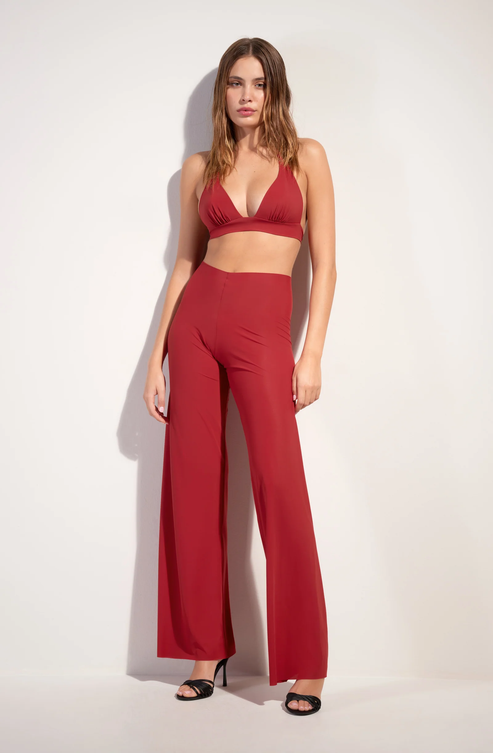 myla Pantalon ample en voile léger rouge garance Garance