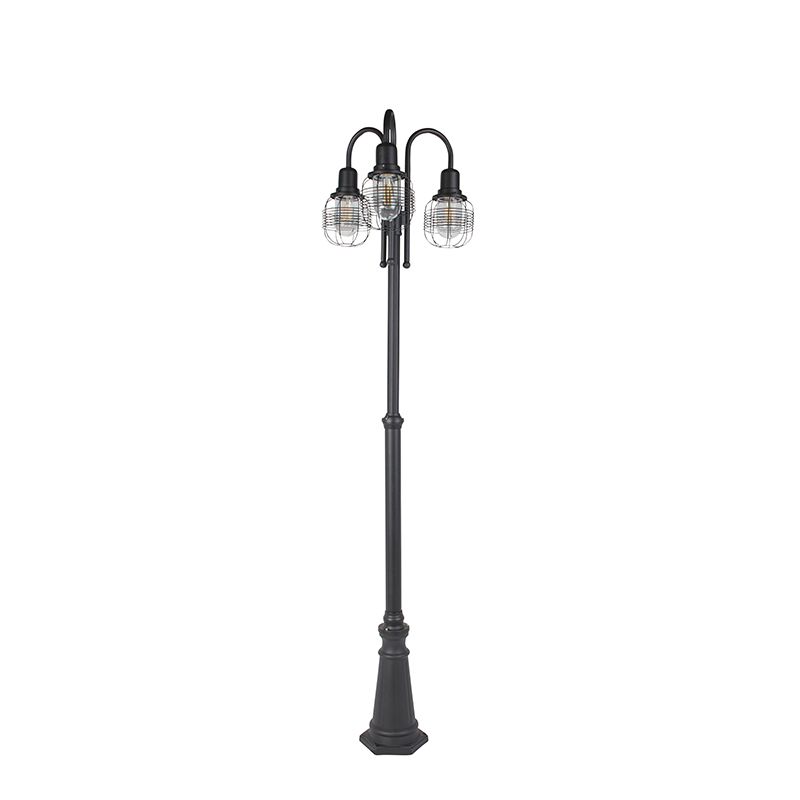 Landelijke buitenlamp zwart 3-lichts IP44 - Guardado