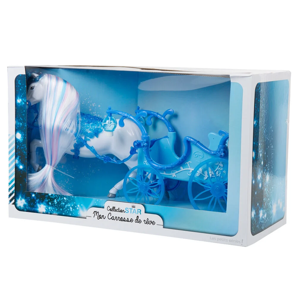 carrosse bleu et son cheval