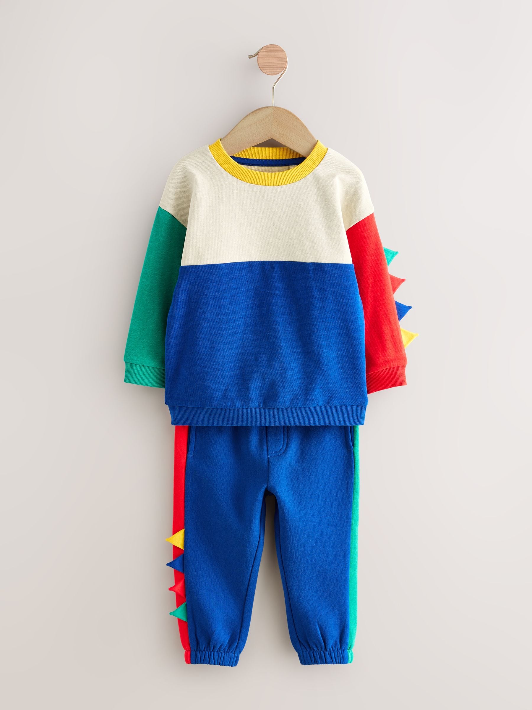 Multi Dinostekels - Set van zacht T-shirt met lange mouwen en joggingbroek (3mnd-7jr)
