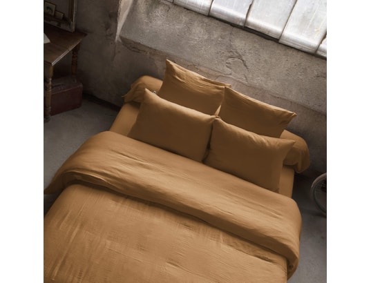 TERRE DE NUIT - Housse de couette double gaze de coton marron 260x240 cm
