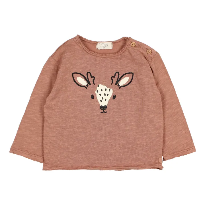 Búho T-Shirt Coton Bio Flammé Faon | Caramel