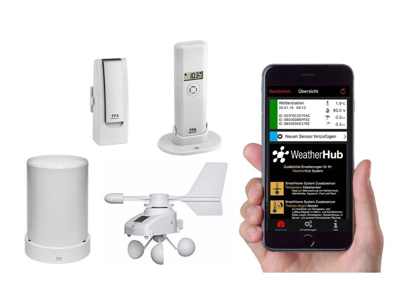 TFA Dostmann Wetterstation WeatherHub SET 5 Set mit Klima, Regen & Windsender