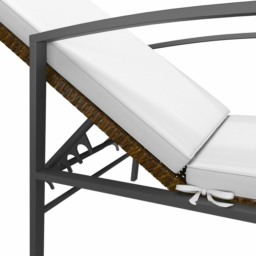 Transat chaise longue bain de soleil lit de jardin terrasse meuble d'extérieur avec coussin résine tressée marron