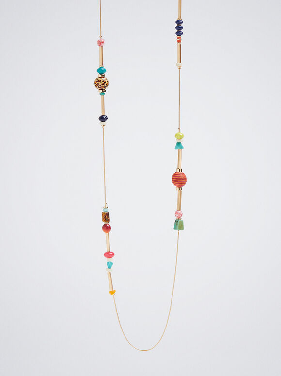 Colar multicolorido com resina - Multicolorido