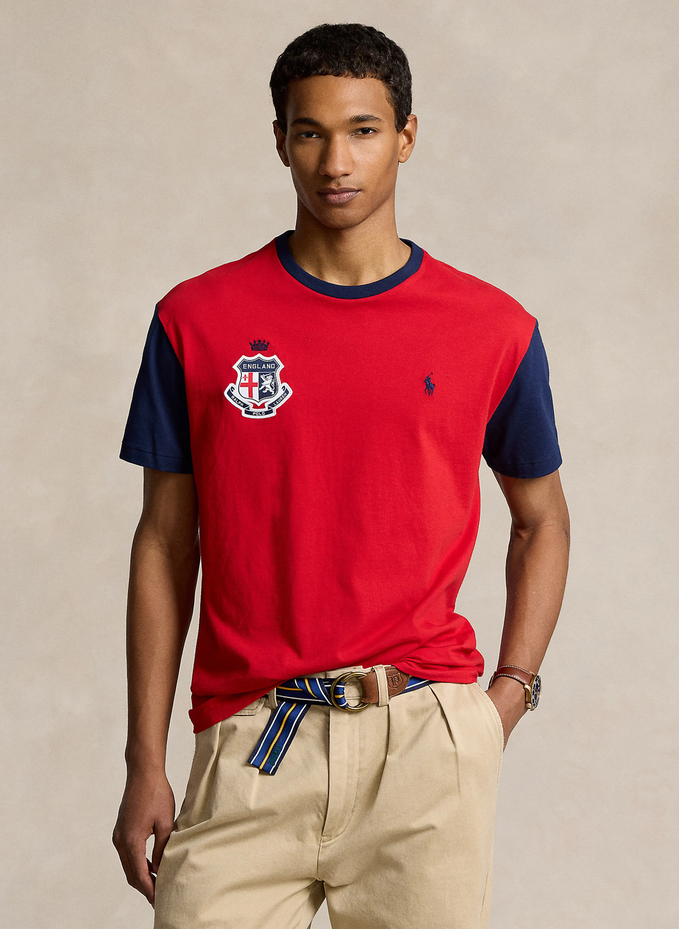 Tee-shirt col rond en coton | Rouge