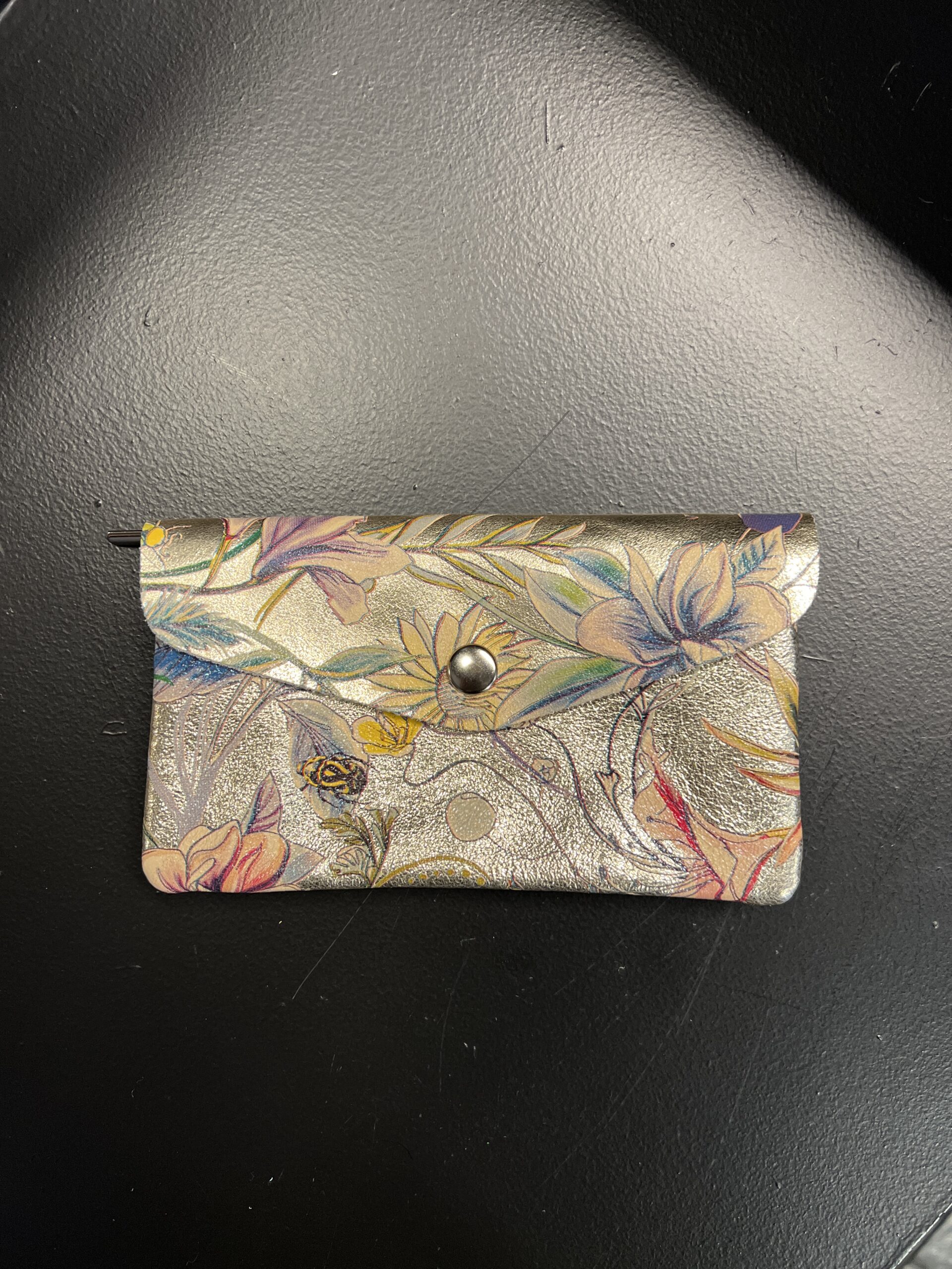 Lommers Leer Portemonnee L Evelyn | 1 Metallic Gold Flower