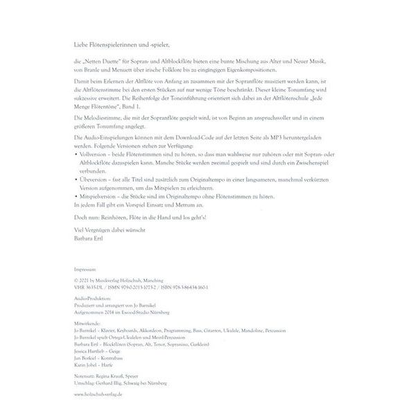 Holzschuh Verlag Flötentöne Nette Duette +CD