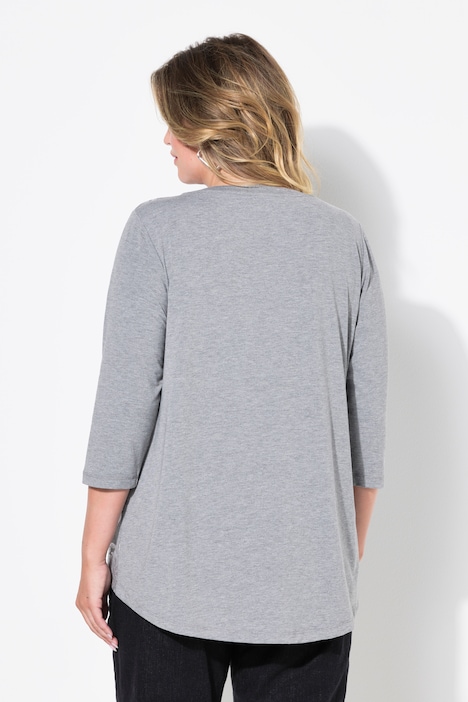 T-Shirt, A-Linie, silbernes Rosenmuster