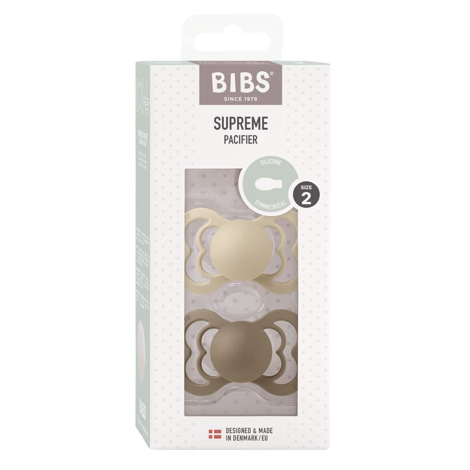 BIBS - Pacifier Supreme 2 PACK - Vanilla/Dark Oak - Size 2