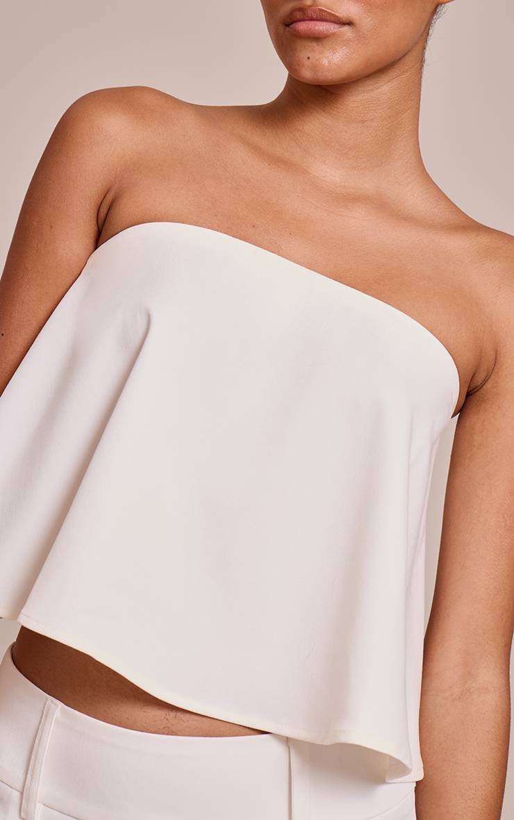 Blanc Ensemble Coordonné Bandeau Fluide Tissé Ajusté