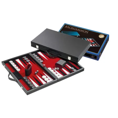 Philos Backgammon rot, groß, Kunstleder