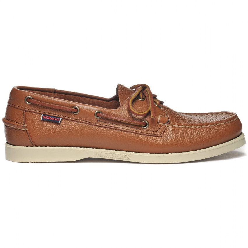 DOCKSIDES PORTLAND MARTELLATO BROWN-Chaussures bateau pour homme en cuir Portland
