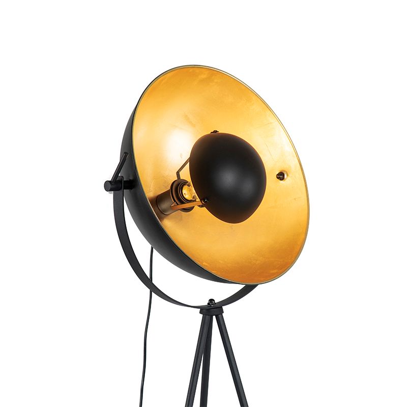 Vloerlamp zwart met goud 42 cm verstelbaar tripod - Magnax