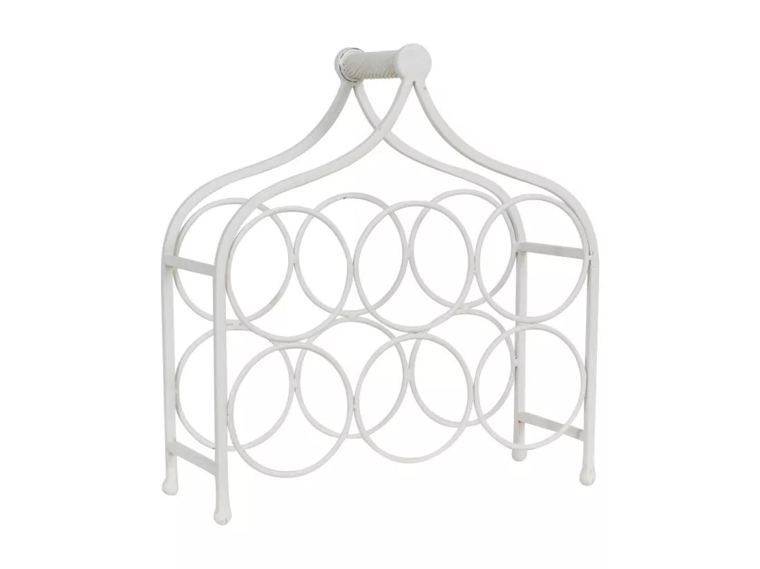 BISCOTTINI Porte-Bouteilles - Fer Forgé Finition Blanc Antique - Idéal pour la Décoration du Salon ou de la Cuisine - Casier à Vin - 35x37x14 cm
