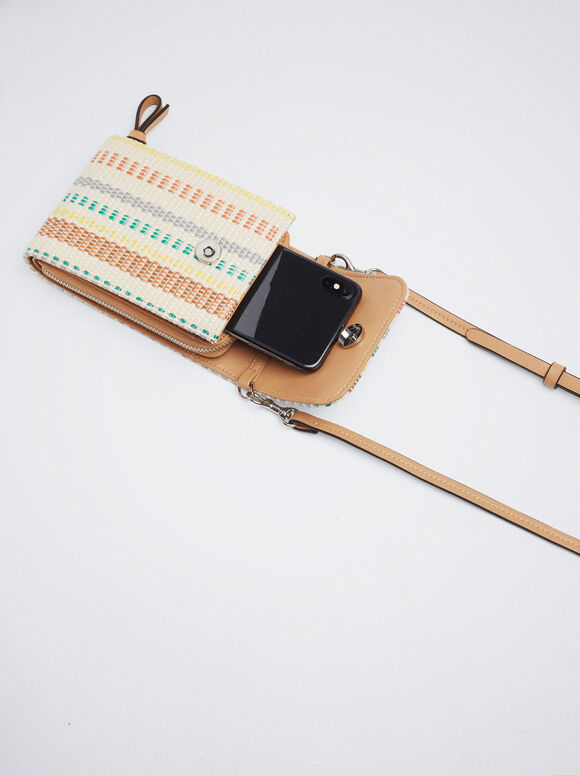 Bolsa para celular com efeito palha - Coral