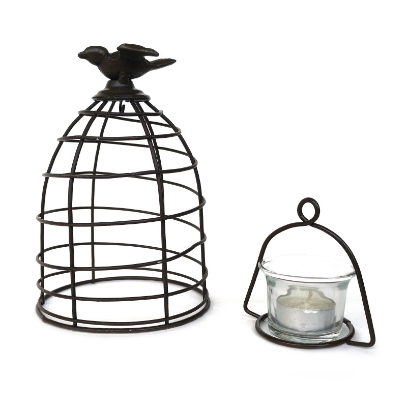 Teelichthalter 'Vogelkäfig' aus Eisen, Ø 13 cm, H 20 cm von fischer's lagerhaus