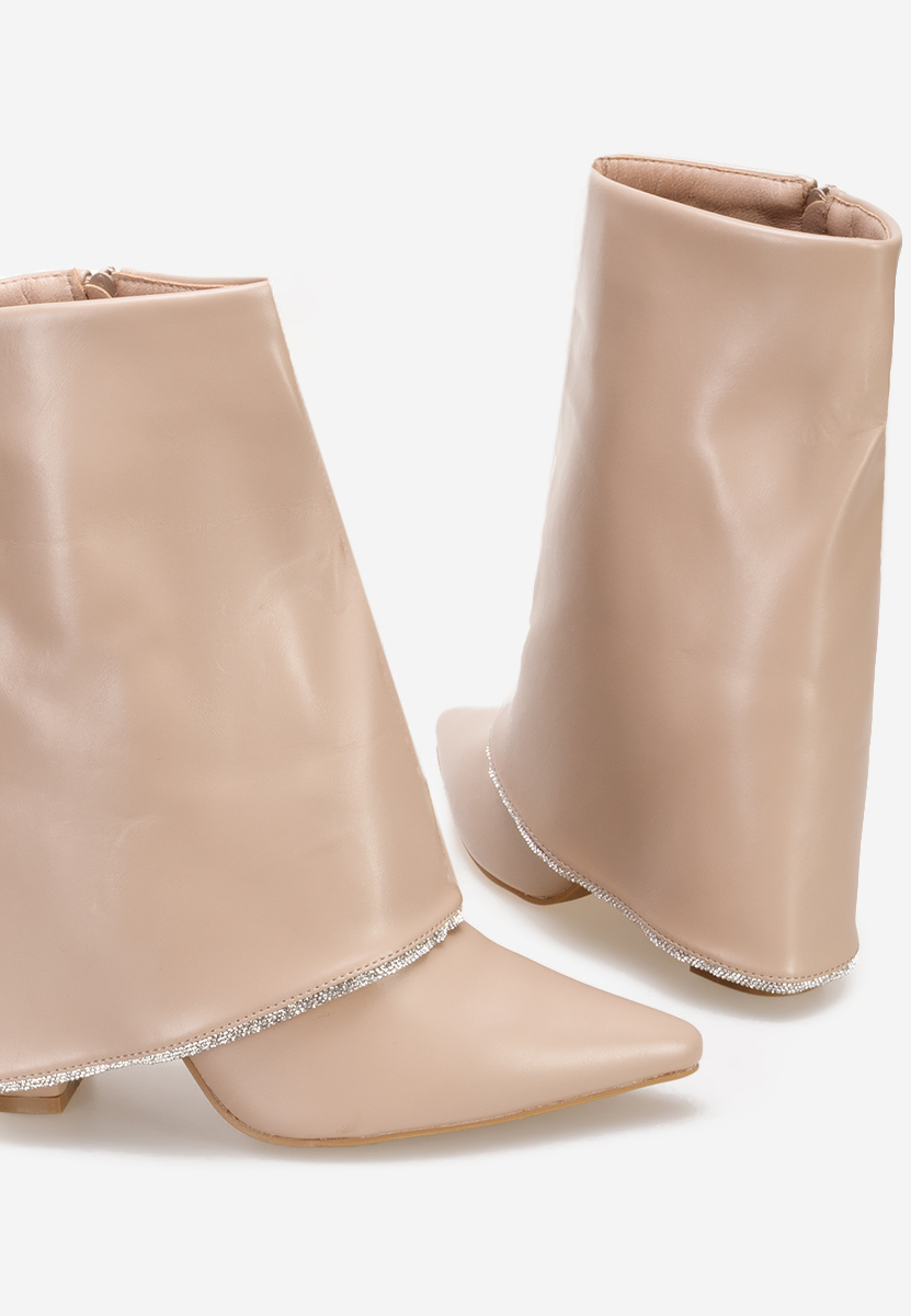 Bottes à talon carré beige Aveis