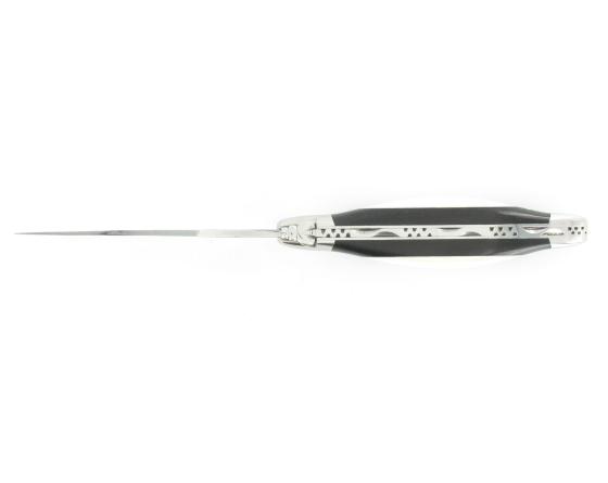 Laguiole 12 cm Dodu - Ebène & Ivoire - Lame Brute de Forge - 2 mitres Couteau de poche par Laguiole en Aubrac