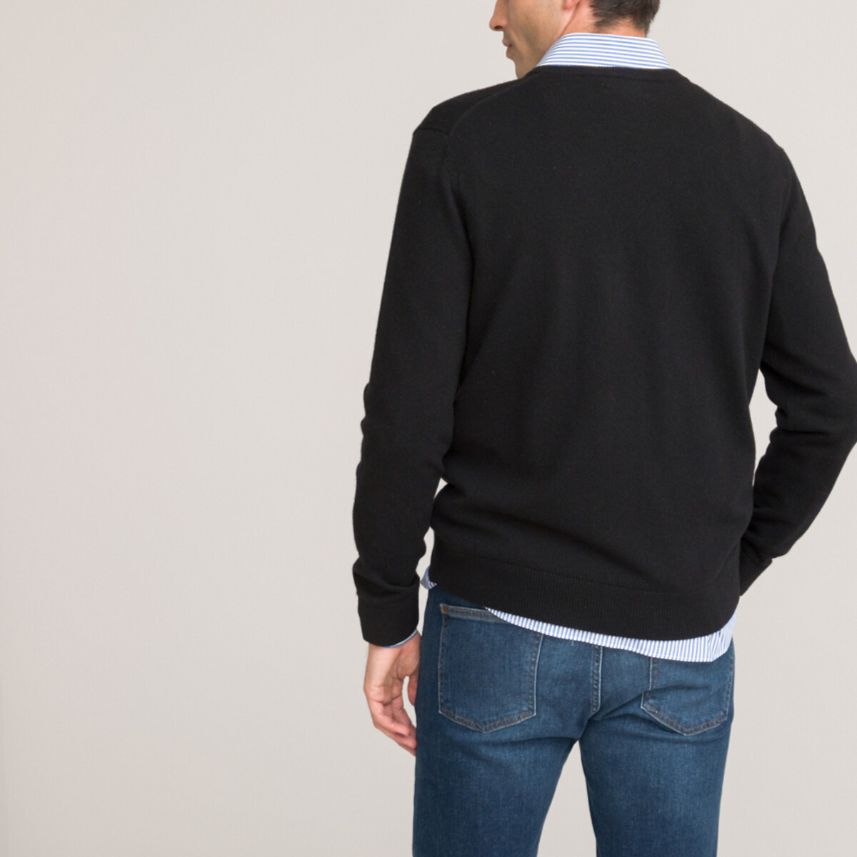 COLEÇÕES LA REDOUTE<br>Suéter de cashmere com decote em V, fabricado na Europa